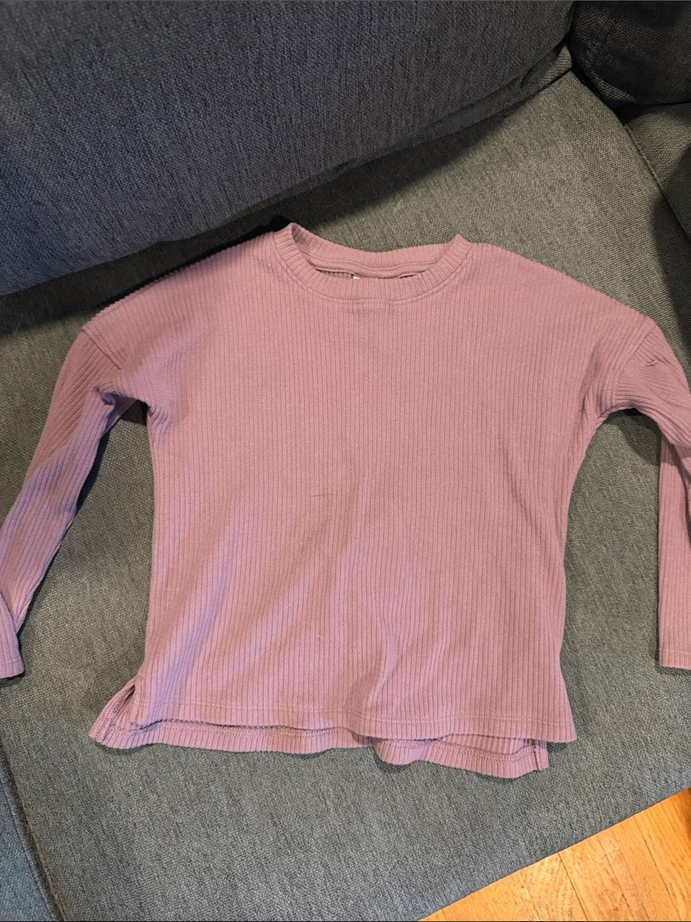 Girls' Long Sleeve Ribbed Top - Pink
